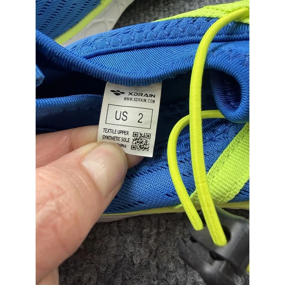 Aleader XDRain Kids Water Shoes Blue Neon Green Quick Dry Slip On‎ US 2